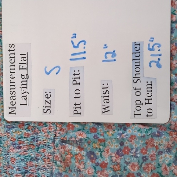 Almost Famous Smocked Blue Green and Orange Floral Print Top Size Medium - Picture 10 of 11